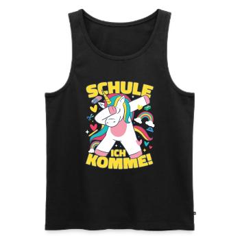 Einhorn Schulkind 2023 Schule Ich Komme - Männer Premium Bio Tank Top - Schwarz - Vorne - Michal (187cm)