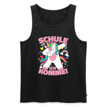 Schule Ich Komme Einhorn - Männer Premium Bio Tank Top - Schwarz - Vorne - Michal (187cm)