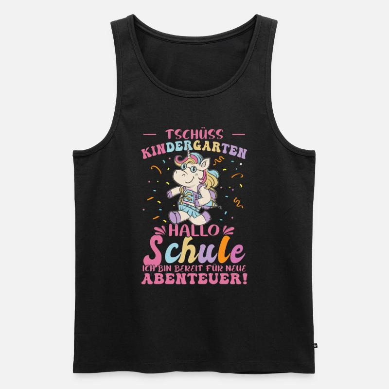 Tschüss Kindergarten Einhorn - Männer Premium Bio Tank Top - Schwarz