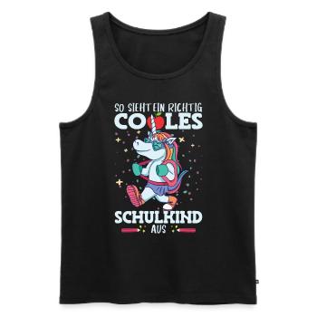 Schulkind Einhorn - Männer Premium Bio Tank Top - Schwarz - Vorne - Michal (187cm)