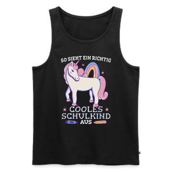 Einhorn Schulkind Regenbogen Grundschule - Männer Premium Bio Tank Top - Schwarz - Vorne - Michal (187cm)