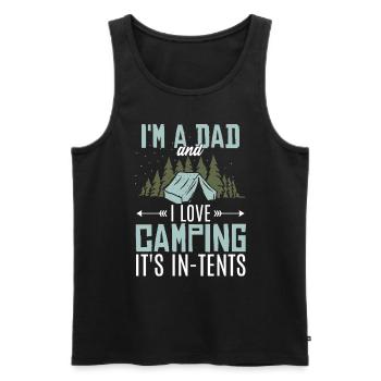 Papa Tente Camping Joke Drôle Papa Jogue - Débardeur bio Premium Homme - noir - Devant - Michal (187cm)