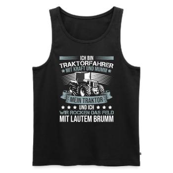 Ich bin Traktorfahrer Schlepper Sprüche - Männer Premium Bio Tank Top - Schwarz - Vorne - AI Model Male 178 light (178cm)