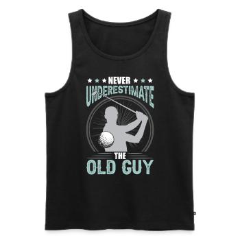 Funny Golf Lover Men Golfing - Men's Premium Organic Tank Top - black - Front - AI Model Male 178 light (178cm)