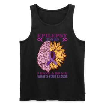 Epilepsie ist der Beweis | Epilepsie Sonnenblume Gehirn - Männer Premium Bio Tank Top - Schwarz - Vorne - AI Model Male 178 light (178cm)