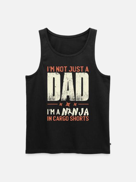 Papa Vaderdag Ninja Grap Papa Grappen Grappig - Mannen Premium Bio Tanktop - zwart