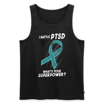 I Battle PTSD | PTSD Awareness - Men's Premium Organic Tank Top - black - Front - AI Model Male 178 light (178cm)