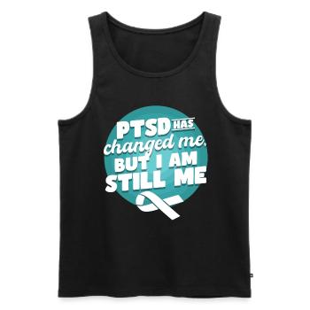 PTSD Awareness Tees - Men's Premium Organic Tank Top - black - Front - AI Model Male 178 light (178cm)