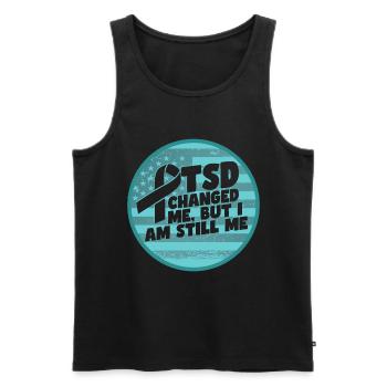 PTSD Changed Me | PTSD Awareness - Men's Premium Organic Tank Top - black - Front - AI Model Male 178 light (178cm)
