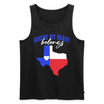 Où mon cœur appartient Texas - Débardeur bio Premium Homme - noir - Devant - AI Model Male 178 light (178cm)