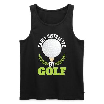 Facilement distrait par le golf - Débardeur bio Premium Homme - noir - Devant - Michal (187cm)