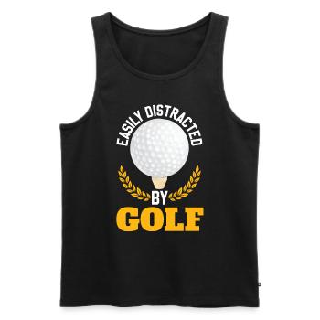 Facilement distrait par le golf - Débardeur bio Premium Homme - noir - Devant - Michal (187cm)