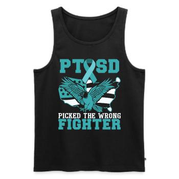 PTBS hat sich den falschen Kämpfer ausgesucht - Männer Premium Bio Tank Top - Schwarz - Vorne - Michal (187cm)