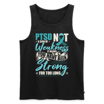 PTSD Awareness Month | PTSD Warrior - Men's Premium Organic Tank Top - black - Front - AI Model Male 178 light (178cm)