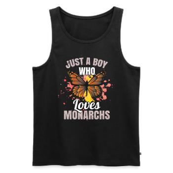 Nur ein Junge, der Monarchen liebt - Männer Premium Bio Tank Top - Schwarz - Vorne - Michal (187cm)