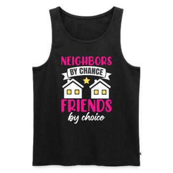 Village de quartier Neighbor Woman - Débardeur bio Premium Homme - noir - Devant - AI Model Male 178 light (178cm)