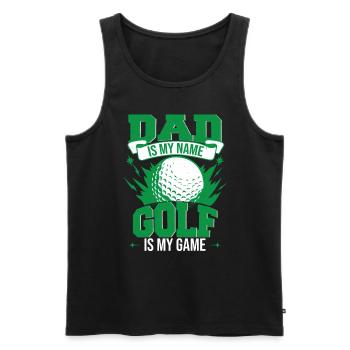 Papa ist mein Name Golf ist mein Spiel - Männer Premium Bio Tank Top - Schwarz - Vorne - Michal (187cm)