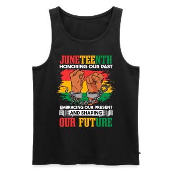 Juneteenth ehrt unsere Vergangenheit - Männer Premium Bio Tank Top - Schwarz - Vorne - Michal (187cm)