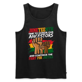 Black History Freedom Day Juneteenth - Men's Premium Organic Tank Top - black - Front - AI Model Male 178 light (178cm)