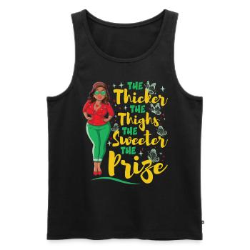 Juneteenth Women - Men's Premium Organic Tank Top - black - Front - AI Model Male 178 light (178cm)