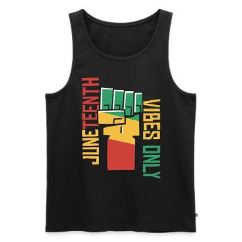 Juneteenth Vibes Only - Men's Premium Organic Tank Top - black - Front - AI Model Male 178 light (178cm)