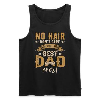 Kein Haar, ist mir egal, Papa Witz - Männer Premium Bio Tank Top - Schwarz - Vorne - Michal (187cm)