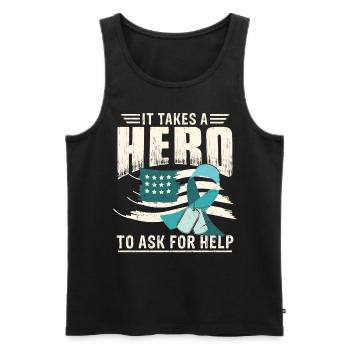 PTSD Awareness Month - Men's Premium Organic Tank Top - black - Front - AI Model Male 178 light (178cm)
