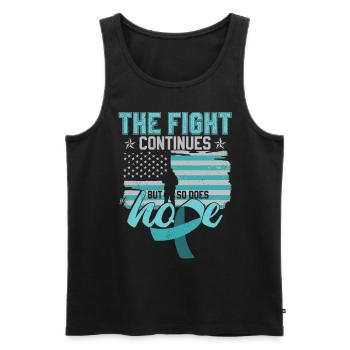 PTSD Fighter - Men's Premium Organic Tank Top - black - Front - AI Model Male 178 light (178cm)