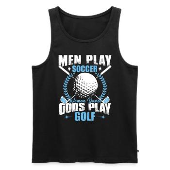 Gods Play Golf Funny Golf Player Golfing - Men's Premium Organic Tank Top - black - Front - AI Model Male 178 light (178cm)