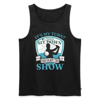 Funny Golf Player Golfer Golfing - Men's Premium Organic Tank Top - black - Front - AI Model Male 178 light (178cm)