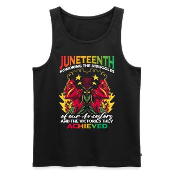 Juneteenth honore les luttes de nos ancêtres - Débardeur bio Premium Homme - noir - Devant - Michal (187cm)