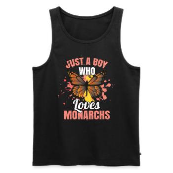 Juste un garçon qui aime le papillon monarque - Débardeur bio Premium Homme - noir - Devant - Michal (187cm)