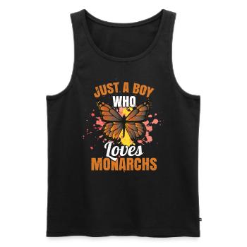 Nur ein Junge, der Monarchen liebt - Männer Premium Bio Tank Top - Schwarz - Vorne - Michal (187cm)