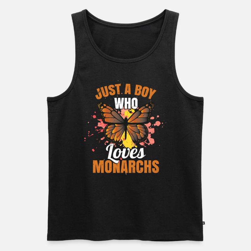 Nur ein Junge, der Monarchen liebt - Männer Premium Bio Tank Top - Schwarz