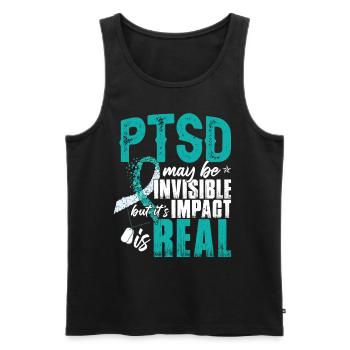 PTSD May Be Invisible | PTSD Awareness Month - Men's Premium Organic Tank Top - black - Front - AI Model Male 178 light (178cm)