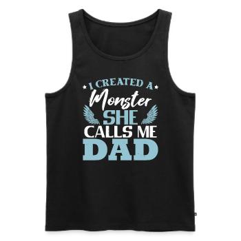 J’ai créé un monstre Elle m’appelle papa - Débardeur bio Premium Homme - noir - Devant - Michal (187cm)