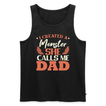 Humour Père Fille Papa Blague Fête des pères Papa - Débardeur bio Premium Homme - noir - Devant - Michal (187cm)