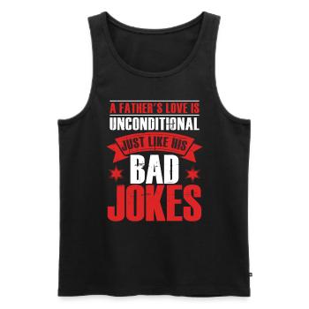 Husband Wife Dad Joke - Men's Premium Organic Tank Top - black - Front - Michal (187cm)