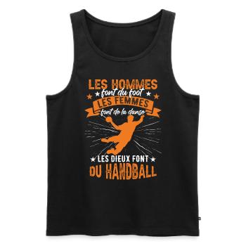 Joueur de handball humour hommes - Débardeur bio Premium Homme - noir - Devant - Michal (187cm)