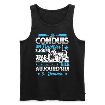 Je Conduis Un Tracteur - Débardeur bio Premium Homme - noir - Devant - AI Model Male 178 light (178cm)