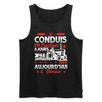 Tracteur Humour Cadeau Agriculteur - Débardeur bio Premium Homme - noir - Devant - Michal (187cm)
