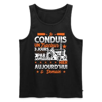Je Conduis Un Tracteur - Débardeur bio Premium Homme - noir - Devant - Michal (187cm)