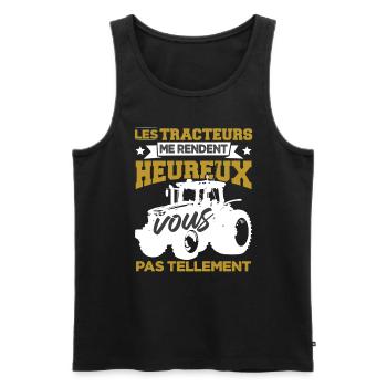 Les Tracteurs Me Rendent Heureux - Débardeur bio Premium Homme - noir - Devant - Michal (187cm)