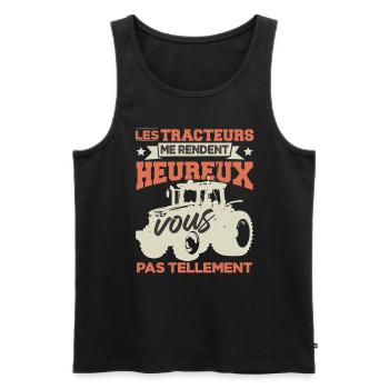 Tracteur Humour Paysan Fermier - Débardeur bio Premium Homme - noir - Devant - Michal (187cm)