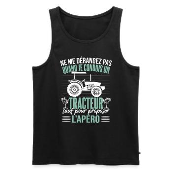 Tracteur Apéro Humour - Débardeur bio Premium Homme - noir - Devant - Michal (187cm)