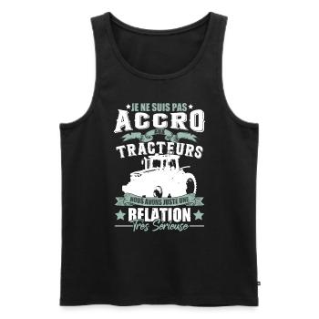Dicton drôle de tracteur - Débardeur bio Premium Homme - noir - Devant - Michal (187cm)