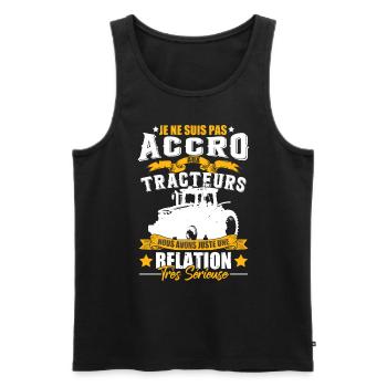 Drôle Tracteur Humour - Débardeur bio Premium Homme - noir - Devant - Michal (187cm)