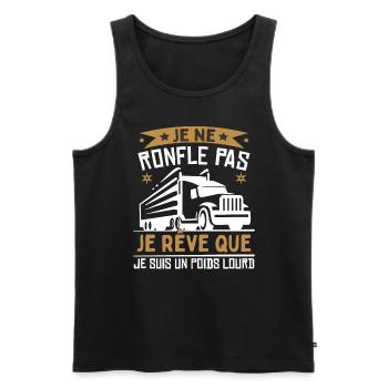Je rêve que je suis un poids lourd - Débardeur bio Premium Homme - noir - Devant - Michal (187cm)