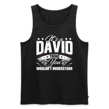 C’est une chose de David - Débardeur bio Premium Homme - noir - Devant - Michal (187cm)
