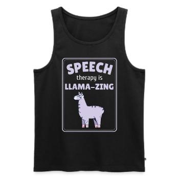 Speech Therapy Is Llamazing SLP - Men's Premium Organic Tank Top - black - Front - Michal (187cm)
